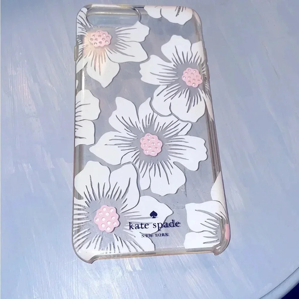 Kate Spade  Phone Case for 6-8 Floral -Hollyhock Cream/Blush/Crystal Gems/Clear